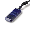 Natural Mixed Gemstone Rectangle Pendant Necklace with Nylon Cord for Women NJEW-C001-01B-3