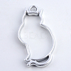 Rack Plating Alloy Kitten Open Back Bezel Pendants X-PALLOY-S047-02B-FF-2