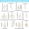 90Pcs 6 Styles Natural Mixed Shell Pendants PALLOY-BM00007-2