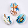Printed Natural Cowrie Shell Beads X-SHEL-S266-21-2