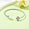 Heart Clover Brass Micro Pave Cubic Zirconia Cuff Bangles & Rings Sets for Women SJEW-R002-02P-01-2