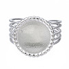 304 Stainless Steel Open Cuff Finger Ring Cabochon Settings STAS-T060-06-2