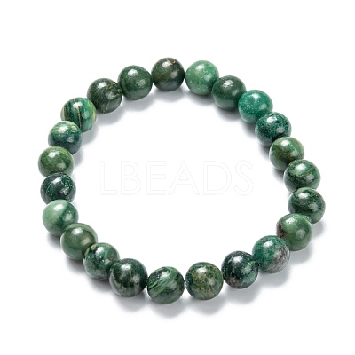 Natural African Jade Stretch Beaded Bracelets G-A185-01Q-1