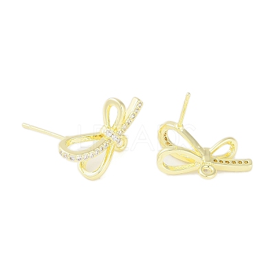 Left and Right Brass Pave Clear Cubic Zirconia Stud Earring Findings LS-KK-F875-02G-1