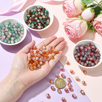 100Pcs Crackle Glass Beads CCG-YW0001-19B-01-1