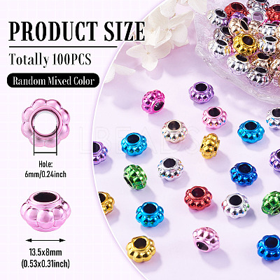 100Pcs UV Plating Opaque Acrylic European Beads PACR-TA0001-32C-1
