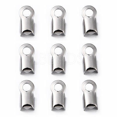 Tarnish Resistant 304 Stainless Steel Fold Over Crimp Cord Ends STAS-M009-01B-1