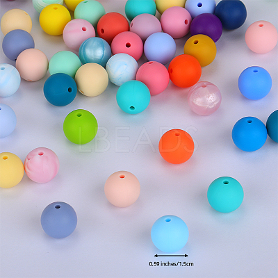 Round Silicone Focal Beads SI-JX0046A-96-1