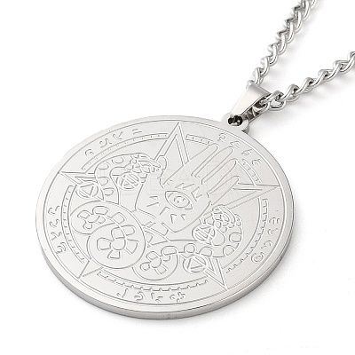 Non-Tarnish 304 Stainlessa Steel Curb Chain Pendant Necklaces NJEW-H034-06P-1