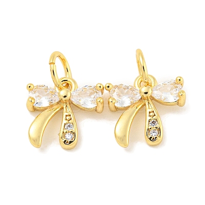 Rack Plating Brass Micro Pave Clear Cubic Zirconia Pendants KK-B093-01B-G-1
