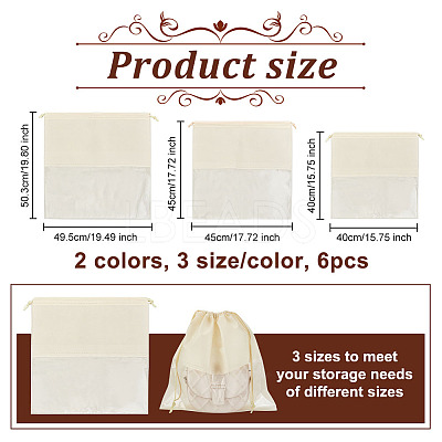 6Pcs 6 Styles Rectangle Non-woven Fabric Packing Pouches Drawstring Bags ABAG-OC0001-09-1