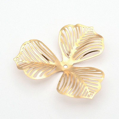 3-Petal Flower Rack Plating Iron Bead Caps IFIN-D071-1