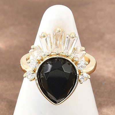Brass with Natural Obsidian Finger Rings GG-CBACC2B-07G-09-1
