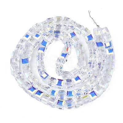 Electroplate Transparent Glass Beads Strands EGLA-N002-17C-B01-1