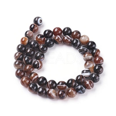 Natural Striped Agate/Banded Agate Beads Strands G-G582-8mm-45-1