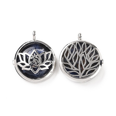Natural Sodalite Locket Pendants G-G982-01P-12-1