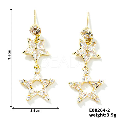 Copper Hollow Zirconia Pentagram Earrings XV4508-2-1