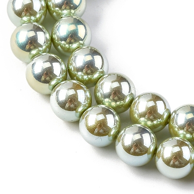 UV Plating Pearlized Glass Pearl Beads Strands GLAA-F128-01B-T14-1