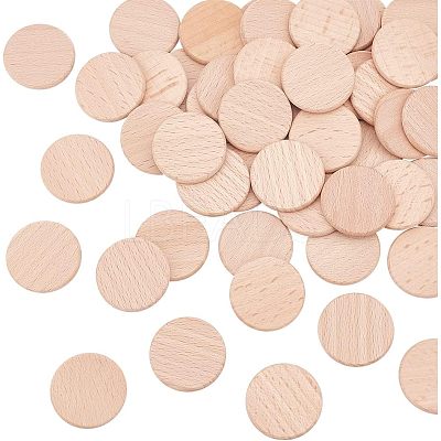 50Pcs Unfinished Natural Beech Wood Cabochons WOOD-HY0001-01-1