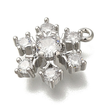 Rack Plating Brass Micro Pave Cubic Zirconia Pendants KK-M014-10A-P-1