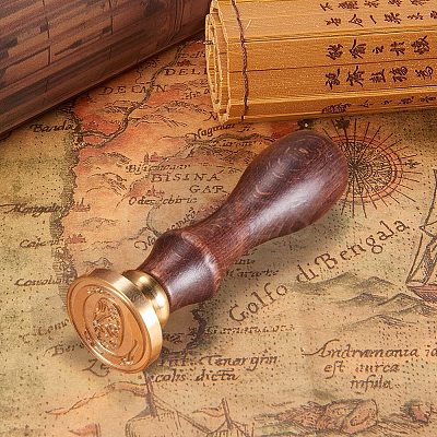DIY Letter Scrapbook Brass Wax Seal Stamps and Wood Handle Sets AJEW-PH0010-O-1