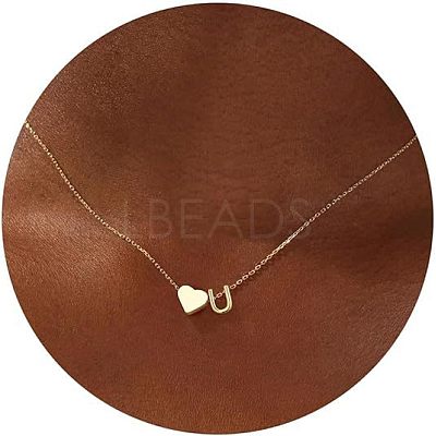 Simple Style Adjustable 316L Surgical Stainless Steel Heart and Initial Pendant Necklaces for Women WG95AEF-21-1