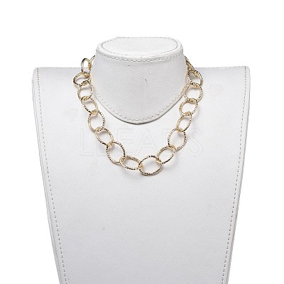 Aluminum Textured Cable Chain Bracelets & Necklaces Jewelry Sets SJEW-JS01094-03-1