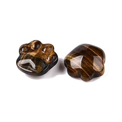 Natural Tiger Eye Cat Paw Print Figurines DJEW-N003-03D-1
