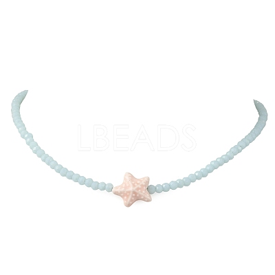 3Pcs 3 Colors Ocean Handmade Porcelain Starfish Glass Beaded Necklaces for Women NJEW-JN06392-1