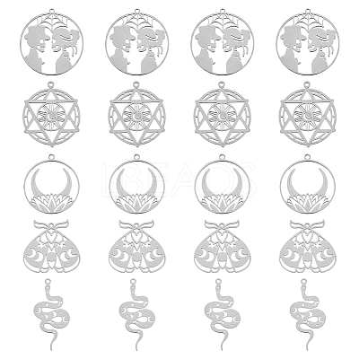 20Pcs 5 Styles 201 Stainless Steel Pendants STAS-DC0013-89-1