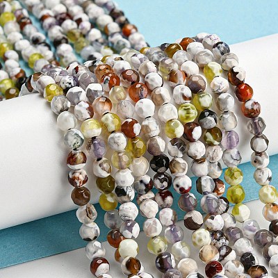 Dyed Natural Fire Crackle Agate Beads Strands G-G007-01D-1