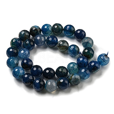 Faceted Natural Dragon Veins Agate Beads Strands G-F447-12mm-L06-1