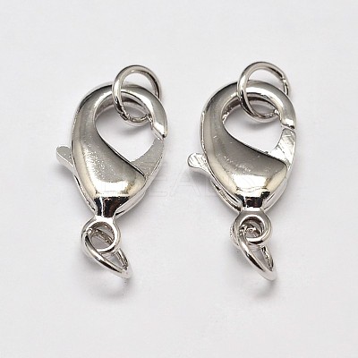Brass Lobster Claw Clasps for Jewelry Necklace Bracelet Making KK-I599-12mm-P-RS-1