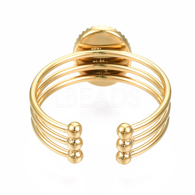 304 Stainless Steel Open Cuff Finger Ring Cabochon Settings STAS-T060-07G-1