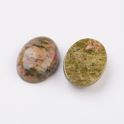 Natural Unakite Flat Back Cabochons G-G741-30x40mm-16-1