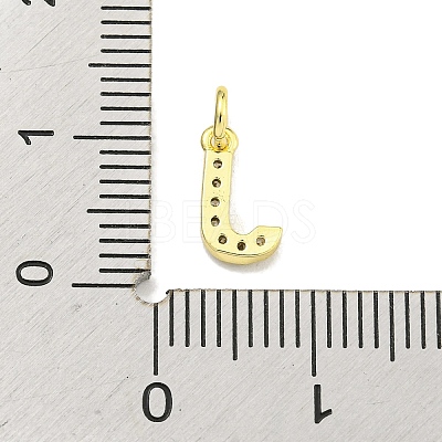 Letter Brass Micro Pave Clear Cubic Zirconia Pendants KK-K354-06G-J-1