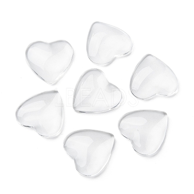 Transparent Glass Heart Cabochons GGLA-R021-20mm-1