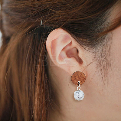 30Pcs Walnut Wood Stud Earring Findings WOOD-HY0001-14-1