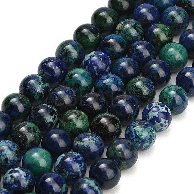 Natural Azurite Beads Strands G-G475-A04-10mm-1