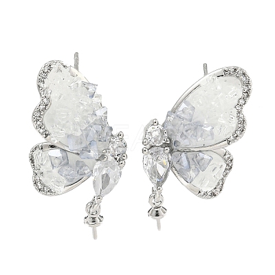 Brass with Enamel with Cubic Zirconia with Crystal Stud Earring with 925 Sterling Silver Pins KK-Q820-07P-1
