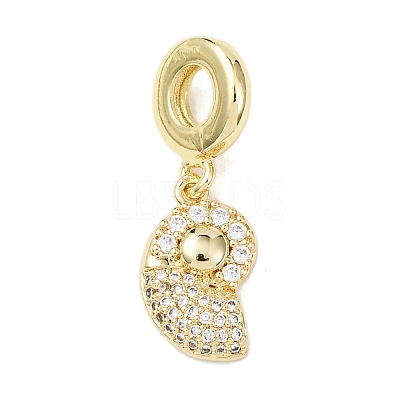 Brass Micro Pave Clear Cubic Zirconia Sea Animal European Dangle Charms KK-B159-04G-03-1
