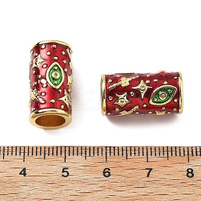 Brass Micro Pave Clear Cubic Zirconia Column European Beads KK-Z114-15G-B01-1