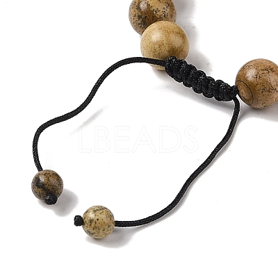 10mm Round Natural Picture Jasper Braided Bead Bracelets BJEW-C067-01C-28-1