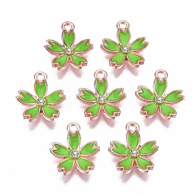 Rose Gold Tone Alloy Rhinestone Enamel Pendants LS-ENAM-J476-01RG-1