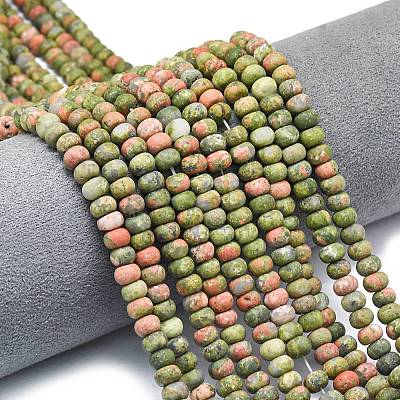 Natural Unakite Beads Strands G-P575-A12-6x4mm-01-1