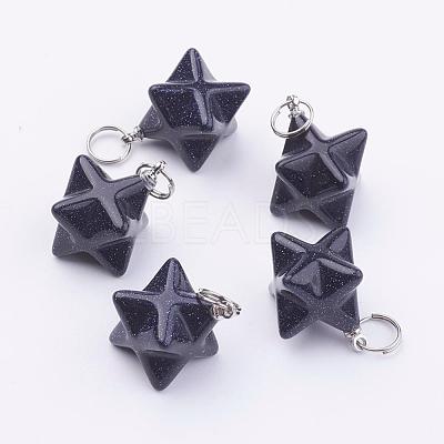 Synthetic Blue Goldstone Pendants G-E398-02E-1