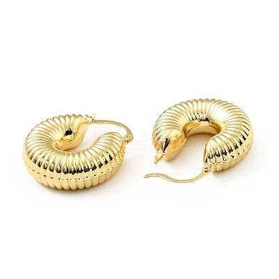Brass Croissant Chunky Hoop Earrings for Women KK-D080-16G-01-1