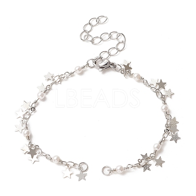 Brass Star Charms Chain Bracelet Making AJEW-JB01151-03-1