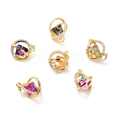 Brass Micro Pave Cubic Zirconia Pendants ZIRC-O044-19MC-G-1