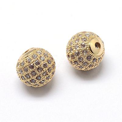 Rack Plating Brass Cubic Zirconia Beads ZIRC-S001-10mm-A01-1